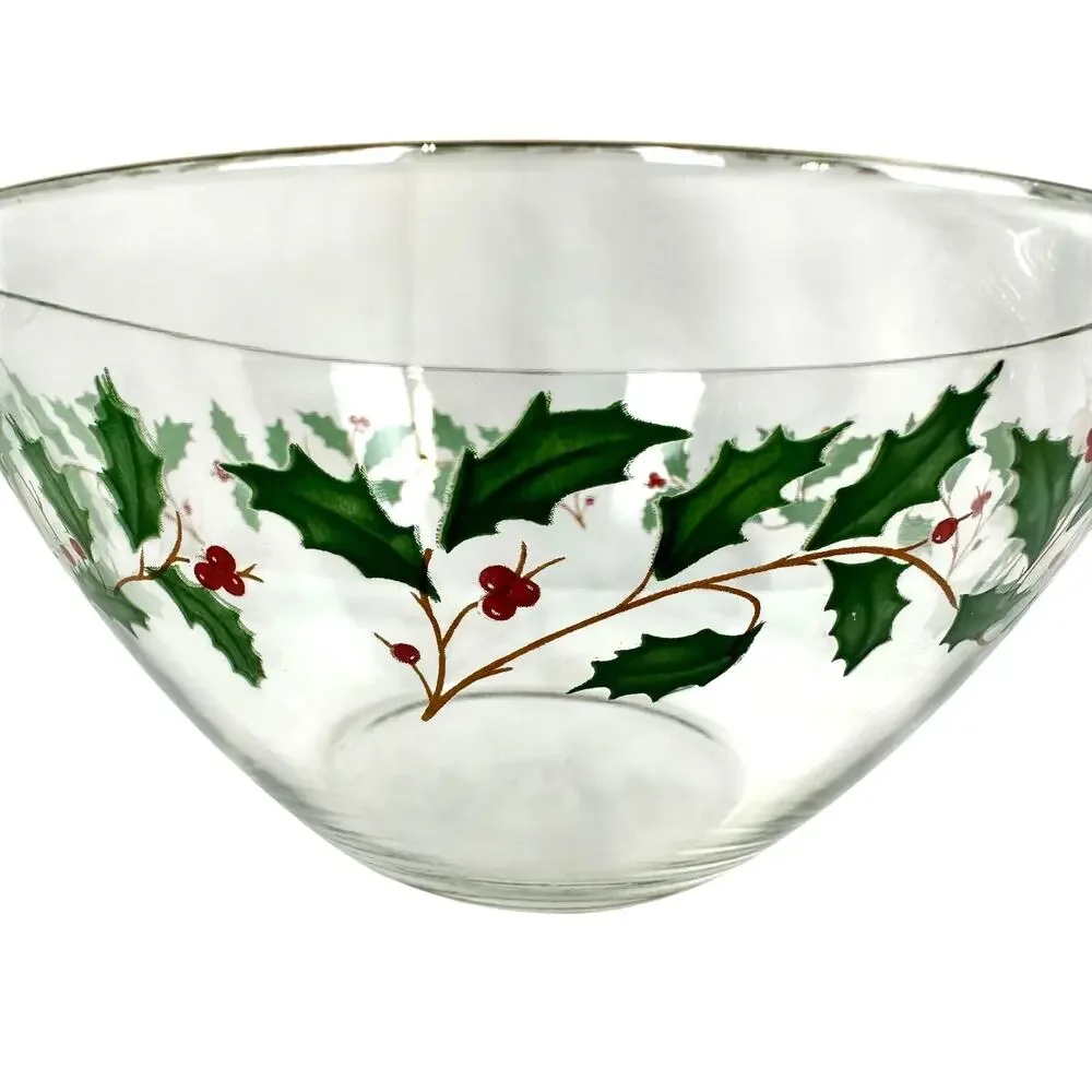 Arcoroc France Christmas Clear Holly Berries Vintage 9